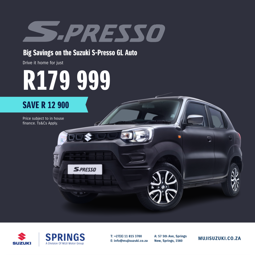 Big Savings on the Suzuki S-Presso GL Auto Special Offer R 179 998 ...